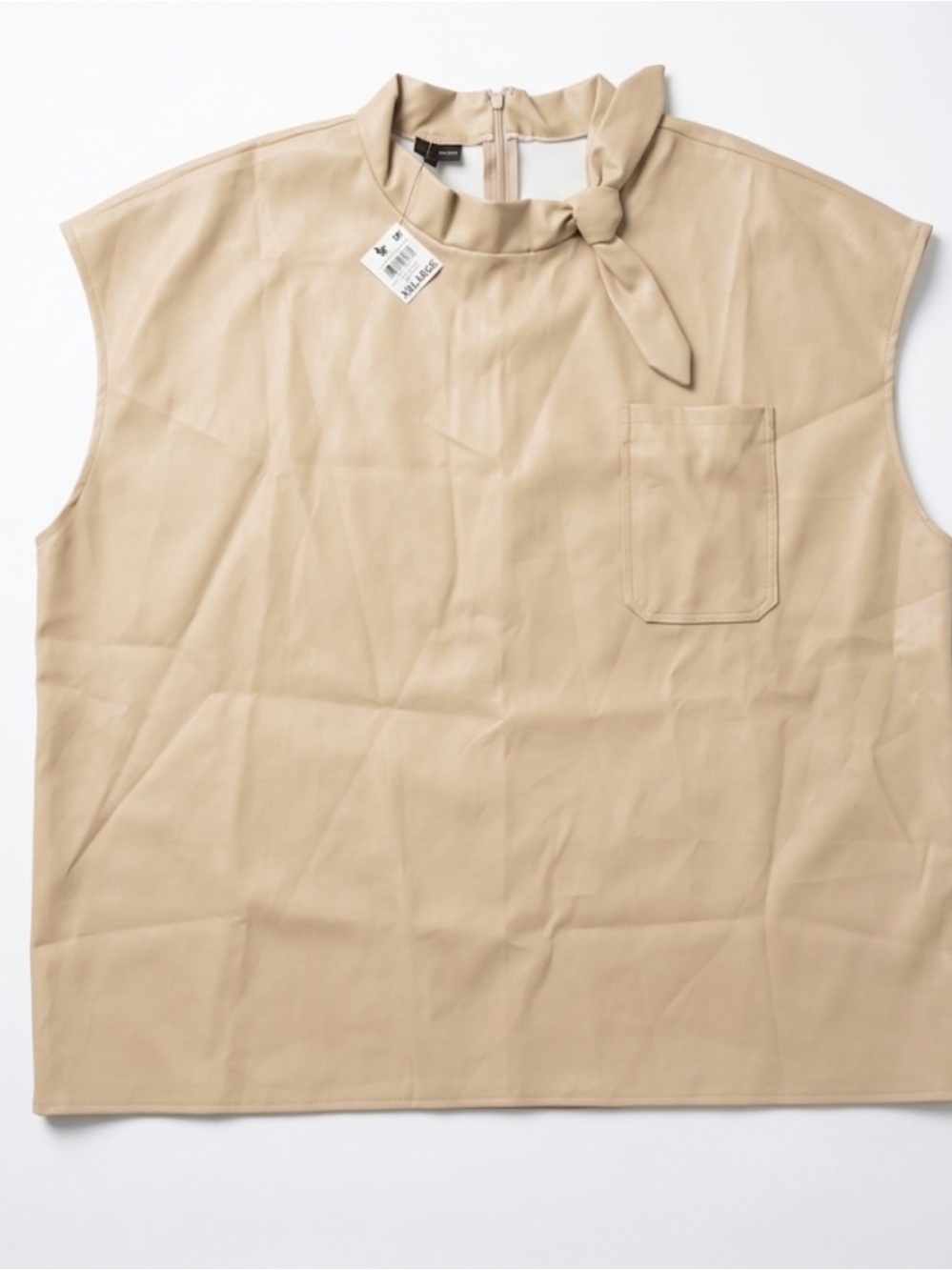 Alfani Faux Leather Sleeveless Tie-Neck Top NWT size XXL